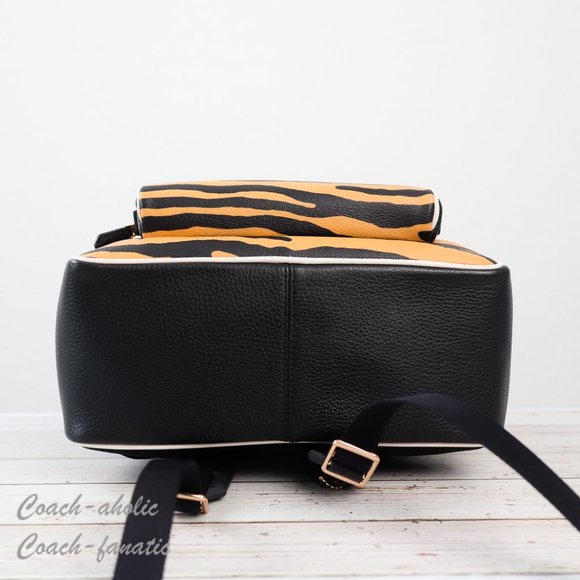NWT Coach C6987 Court Backpack With Tiger Print in Honey/Black Multi - Picture 9 of 12